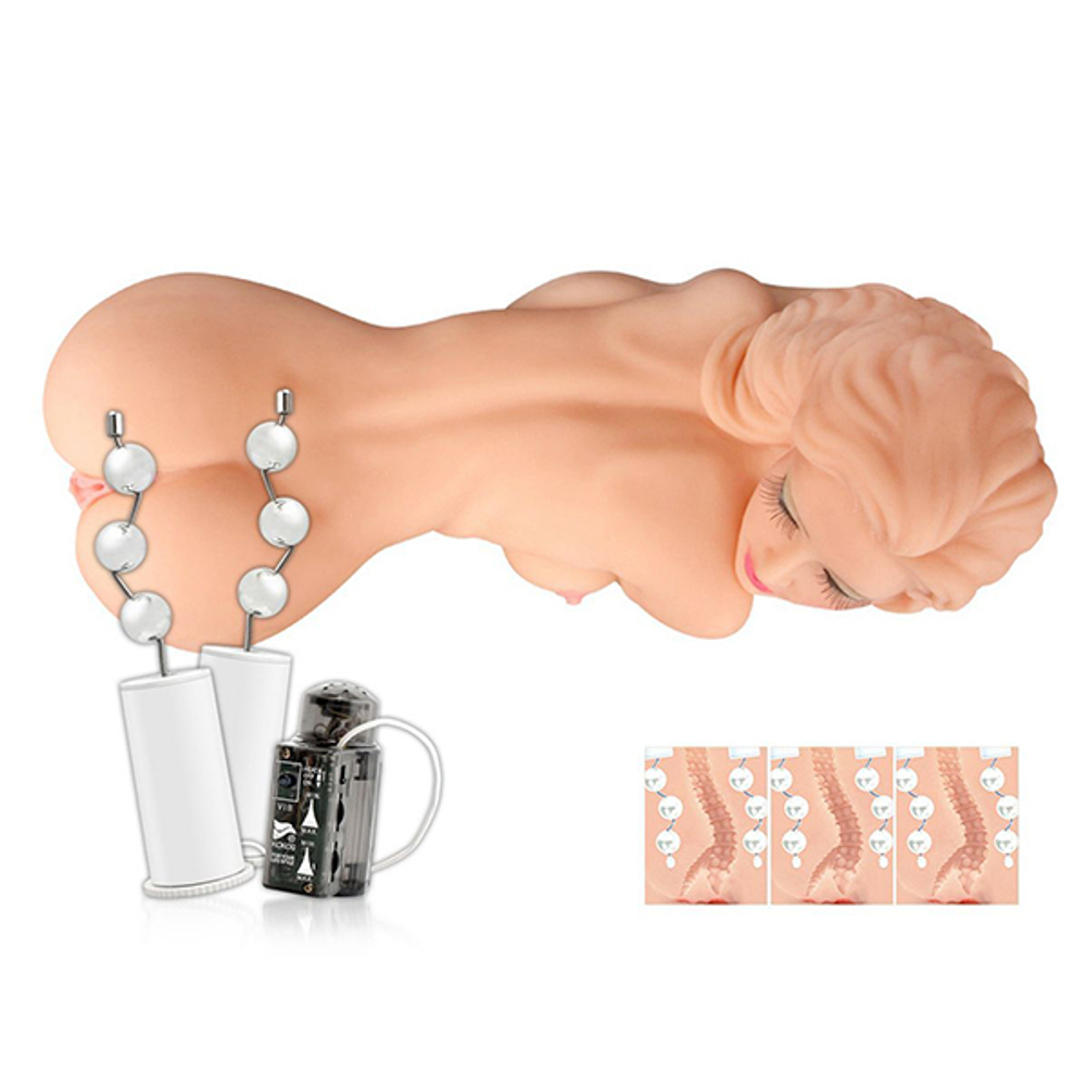 Реалистичный мастурбатор-торс девушки 54х22х22см с тремя отверстиями и вибрацией Kokos Hera 1