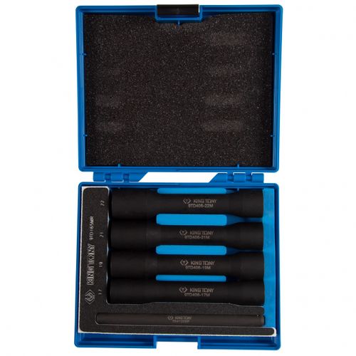 KING TONY (9TD165MR) Набор торцевых головок для поврежденных гаек и болтов, 17, 19, 21, 22 мм, 5 предметов