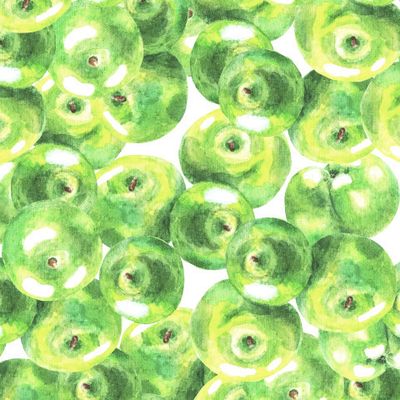 Зеленые акварельные яблоки