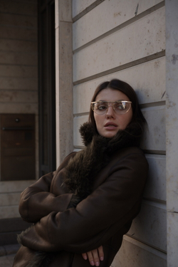 Дубленка двусторонняя Тиградо хаки удлиненная