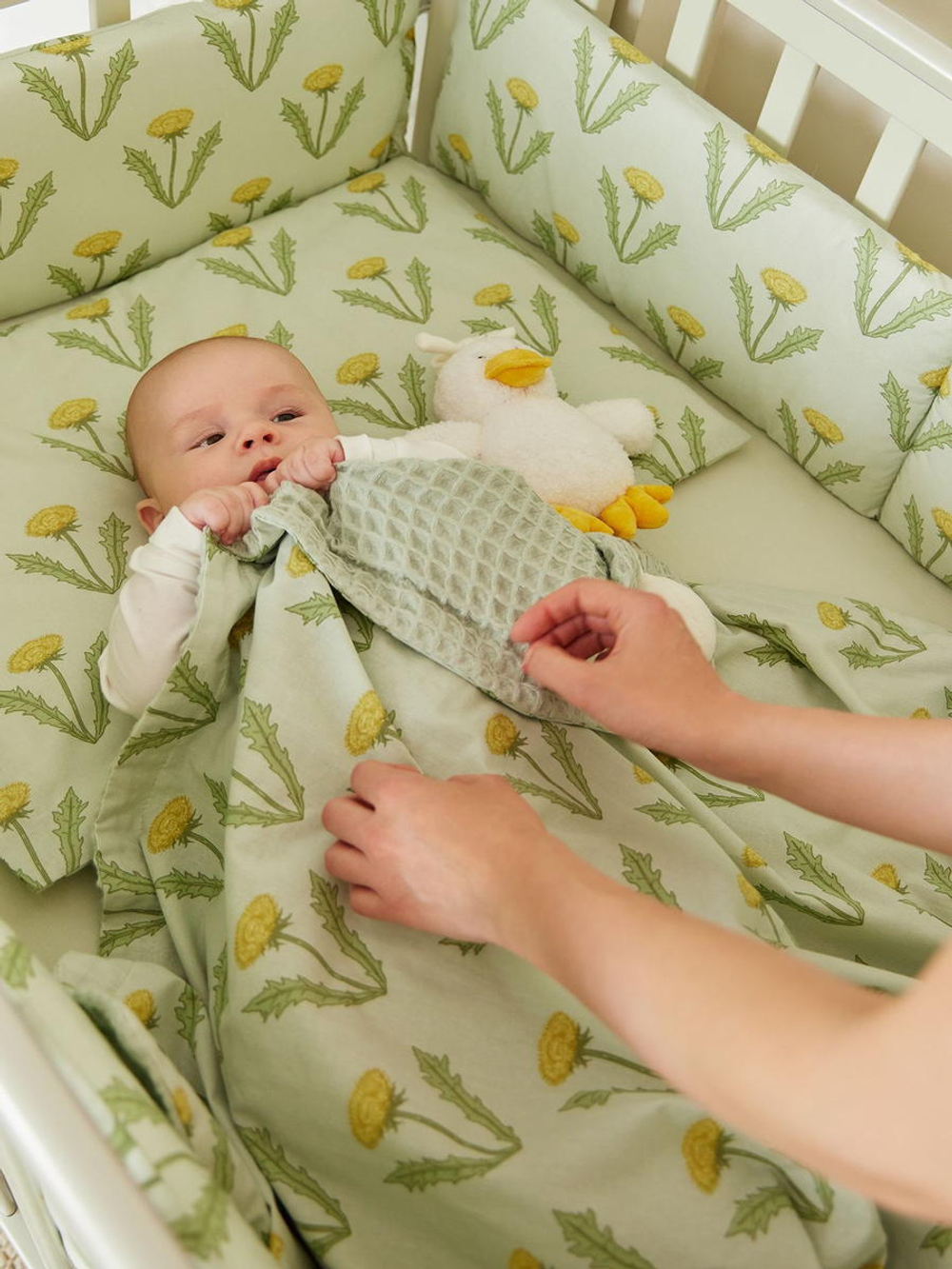 Детская кроватка-трансформер Happy baby Mommy Love в комплекте с расширением 160х70 sage