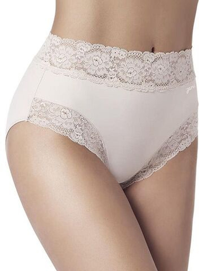 Высокие трусики-слипы с широкой кружевной оторочкой Dolce Micro (Размер: L) (Цвет: телесный)