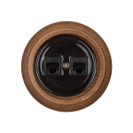 Розетка RJ45 информационная двойная, керамика, цвет черный B1-302-03