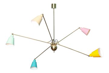 Five-arm Adjustable Ceiling Fixture by Fedele Pagagni
