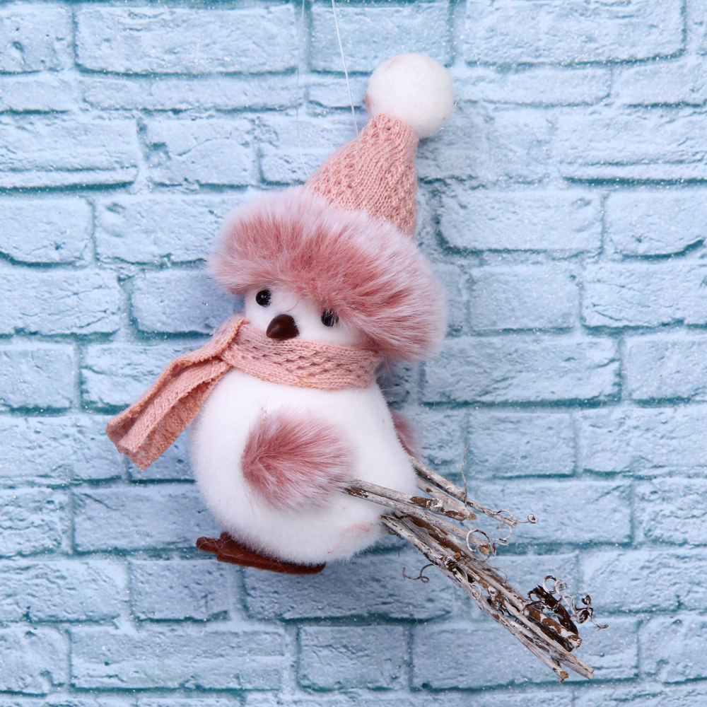 Фигурка «Зимняя птичка» 12 см, розовый