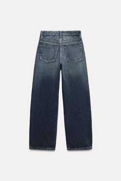 ZARA ДЖИНСЫ TRF RELAXED ОВЕРСАЙЗ С ВЫСОКОЙ ПОСАДКОЙ, МОРСКОЙ СИНИЙ