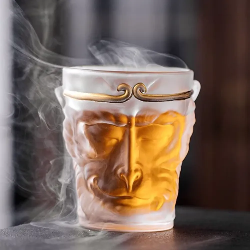 Чашка 240 мл чайно-кофейная без ручки матовая Monkey King Barista d 7,3 см h9 см стекло Barbossa [1]