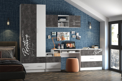 Стол компьютерный Вега Позитив, Бетон темный, Белый