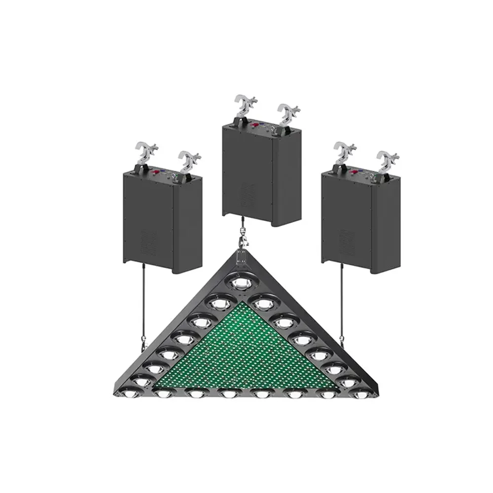 Kinetic Triangle 90 см — кинетический треугольник с тремя лебёдками и RGBW LED