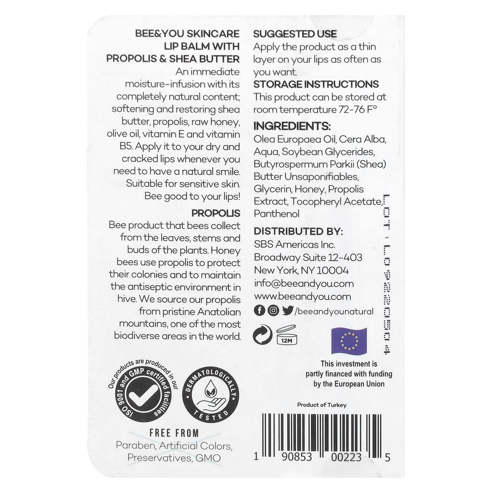 Bee & You, Увлажняющий бальзам для губ, 10 мл (0,34 жидк. Унции)