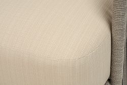 "Альбано" кресло плетеное из роупа, каркас алюминий светло-серый (RAL7035) муар, роуп серый меланж круглый, ткань Mossle светло-бежевая