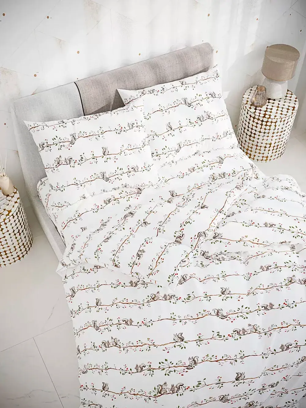 Наволочка комплект 2шт перкаль Сказка "Белки" 70x70 см на молнии