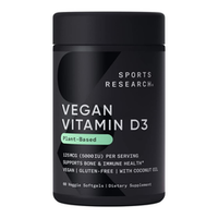Sports Research, Vegan D3 5000 IU, Вегетарианский витамин Д3 5000 МЕ, 60 капсул