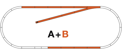 Набор рельс B RocoLine на балласте