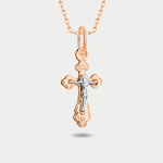 Крест женский православный из розового золота 585 пробы без вставок (арт. ПШ0005А)