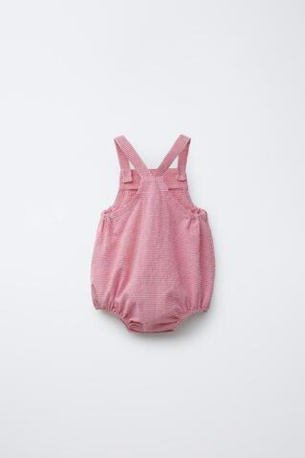 ZARA КОМБИНЕЗОН В КЛЕТКУ ВИШИ, КРАСНЫЙ/БЕЛЫЙ