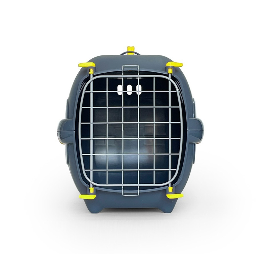Переноска ZOOSET PRO для собак и кошек, с металлической дверцей и ремнем - М (47,5х31,5х33) - серая/желтая