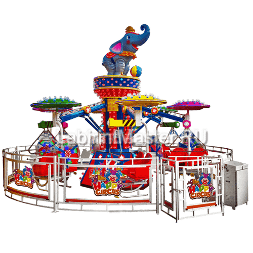 Электрическая Аттракцион карусель «Цирковой слоник», 6,5×6,5×4,2 м