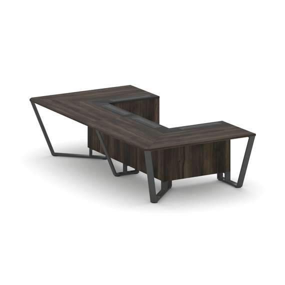 Steel Meet Стол переговорный П-образный KMK-PR.B.SP-07P Дуб Мали/Графит Глянец/Металл Антрацит 1600*