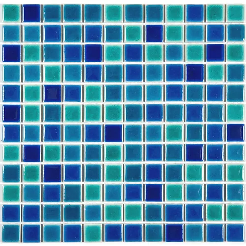Мозаичная плитка из керамики PW2323-14 Porcelain глянцевая голубой синий зеленый аквамарин