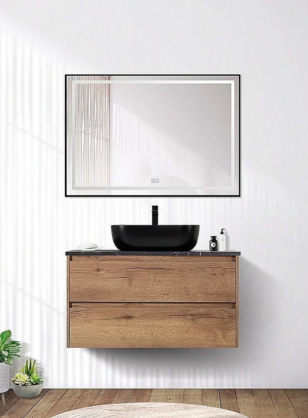 Тумба с раковиной и столешницей BelBagno KRAFT 90 Rovere Tabacco