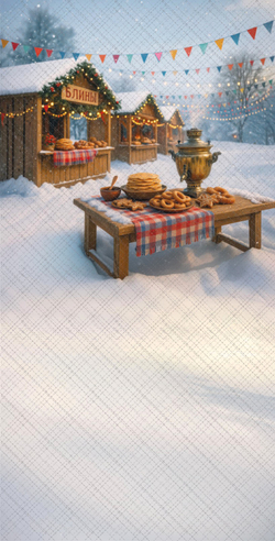 Масленица №9 улица - фон неопреновый