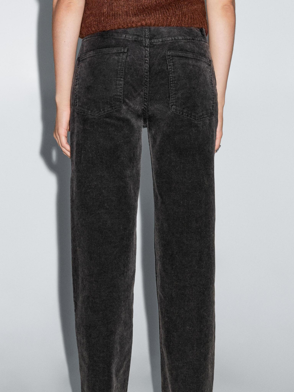 Massimo Dutti Брюки прямого кроя из вельвета, окрашенного сернистым красителем, черный