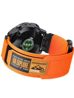 Нейлоновый ремешок 26 мм для Garmin (циферблат 51мм) QuickFit на липучке (Оранжевый)