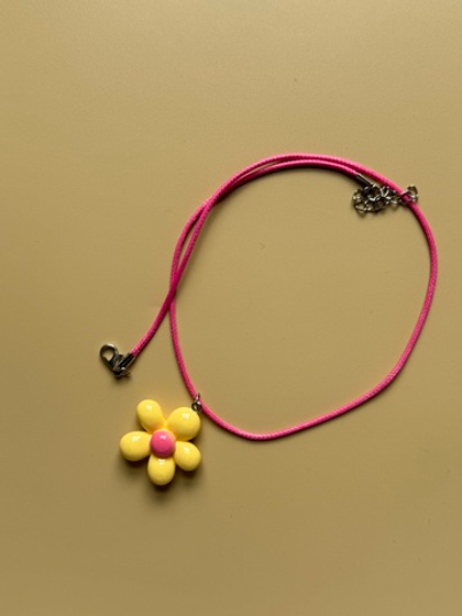 Украшение цветочек желтый с розовым