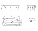 Ванна акриловая Vincea VBT-301-1500L, 1500*780*600, цвет белый, левая, слив-перелив в комплекте, хро, , шт