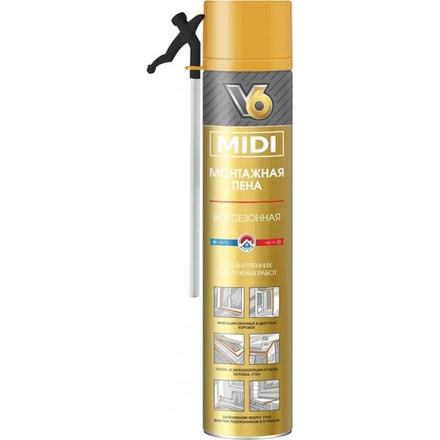 V6  Пена монтажная бытовая всесезонная MIDI 510г (KIM TEC)