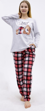 Пижама женская штаны+футб д/р (фланель) П0008 норма