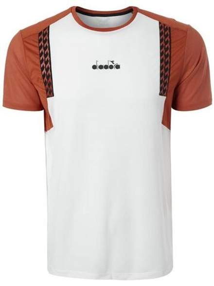 Теннисная футболка Diadora T-Shirt Clay - optical white/mecca orange