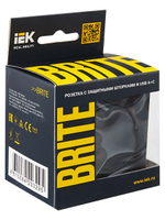 BRITE Розетка 1-местная с заземлением с защитными шторками 16А с USB A+C 18Вт РЮш11-1-БрЧ черный IEK