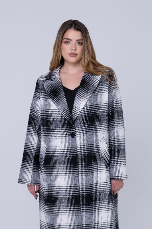Пальто однобортное, в клетку