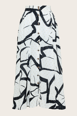 Черно-белая хлопковая юбка с принтом