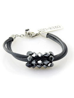 4716 Coeur de Lion браслет с кристаллами Сваровски и мягкой кожи серого цвета в 3 сложения.