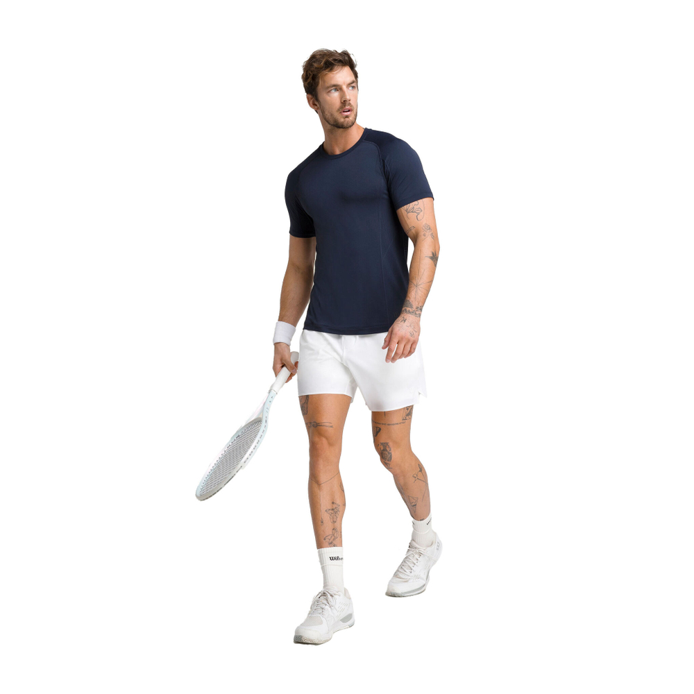 Мужское теннисное поло Wilson Players Seamless Crew 2.0 T-Shirt Men - Blue