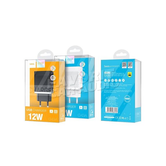 СЗУ 2 USB HOCO C43A Vast 2400mAh пластик белый