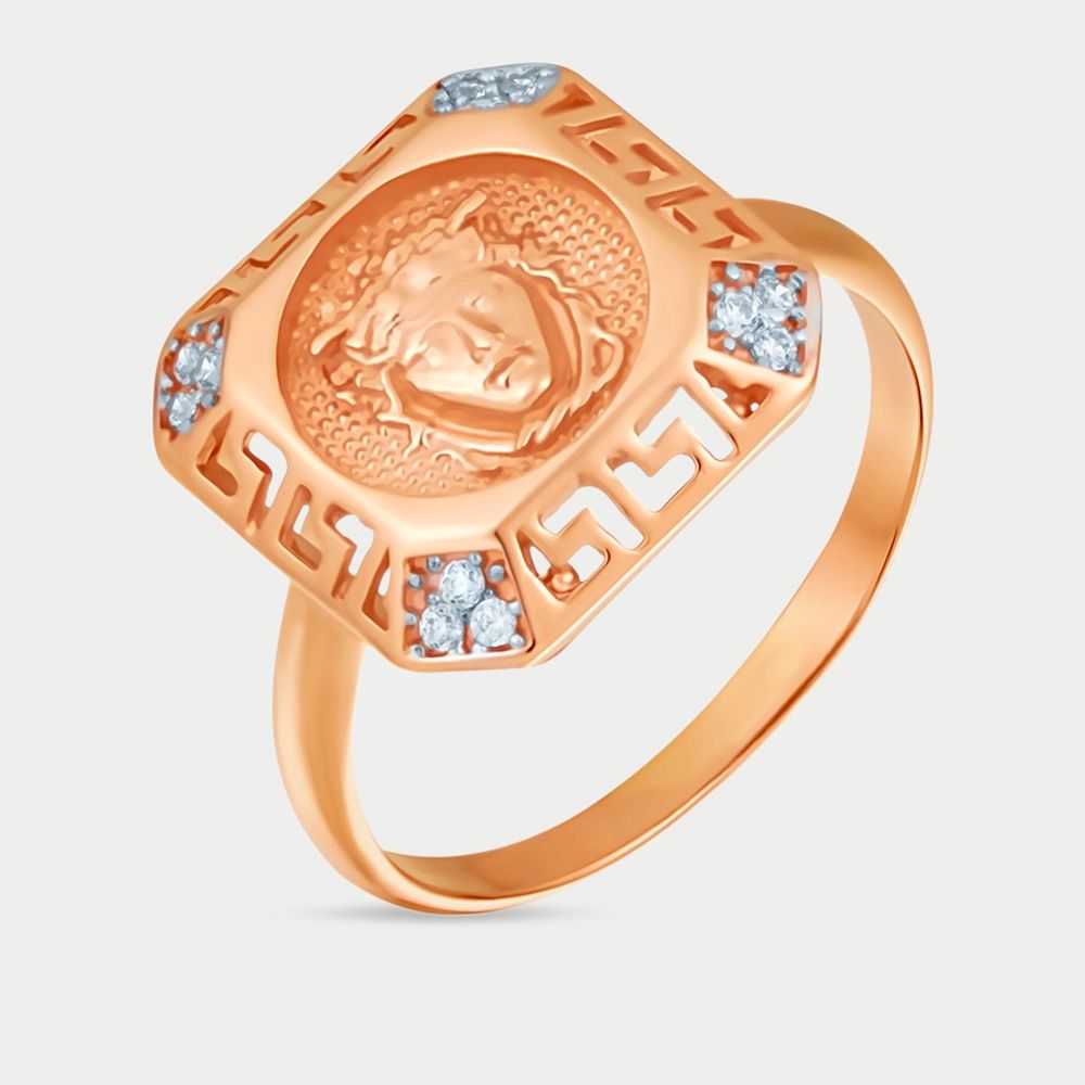 Кольцо женское из розового золота 585 пробы с фианитами (арт. 71563)