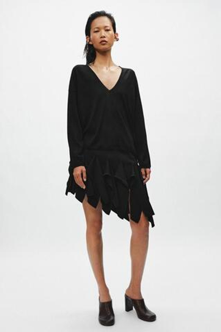 ZARA ТОНКИЙ ТРИКОТАЖНЫЙ СВИТЕР С V-ОБРАЗНЫМ ВЫРЕЗОМ, ЧЕРНЫЙ