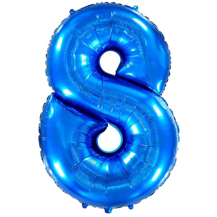 Шар (40''/102 см) Цифра, 8, Синий, 1 шт. в уп.