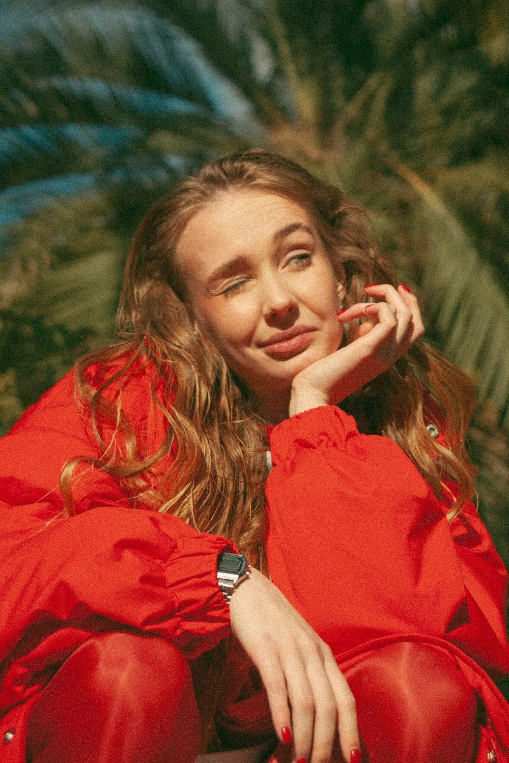 Парка Choompu оверсайз красная