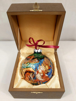 Шар новогодний с круговой росписью "А.С.Пушкин. Лукоморье" в футляре