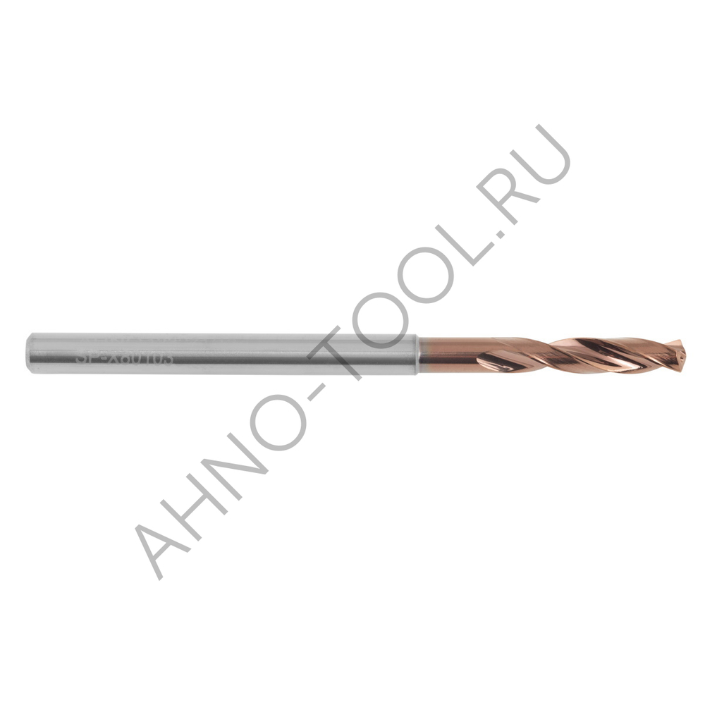 Сверло  3.5мм  твердосплавное 3D с подводом СОЖ. SP-X801030350 VHM AHNO по стали, чугуну, нерж. и жа