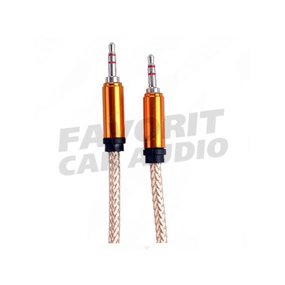 Кабель AUX, Jack 3,5mm(m) - Jack 3,5mm(m) без бренда JD-287, 1.5м, круглый, ткань, в переплёте, цвет: золотой, в техпаке