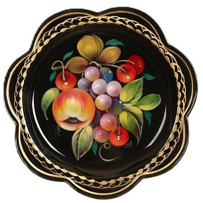 Жостовский поднос декоративный, размер 18 см (A1), металлический