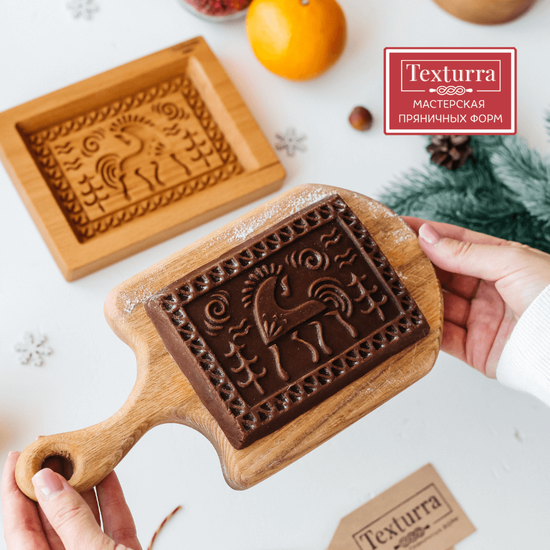 Пряничная форма Конь по мотивам мезенской росписи