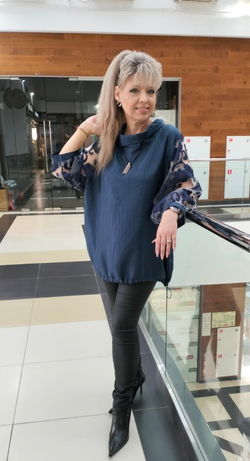 Комбинированный блузон-туника с подвеской