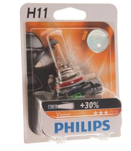 Лампа 12 В H11 55 Вт PGJ19-2 +30 галогенная блистер Philips
